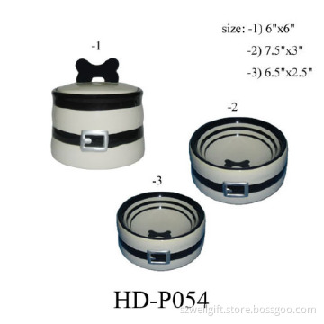 Ceramic Pet Bowl, Dog Treat Set